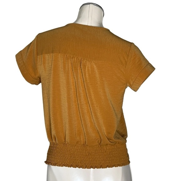 NWOT NINE WEST Women's Tie Waist Wrap Top Blouse Mustard Yellow Size XS - Picture 4 of 16